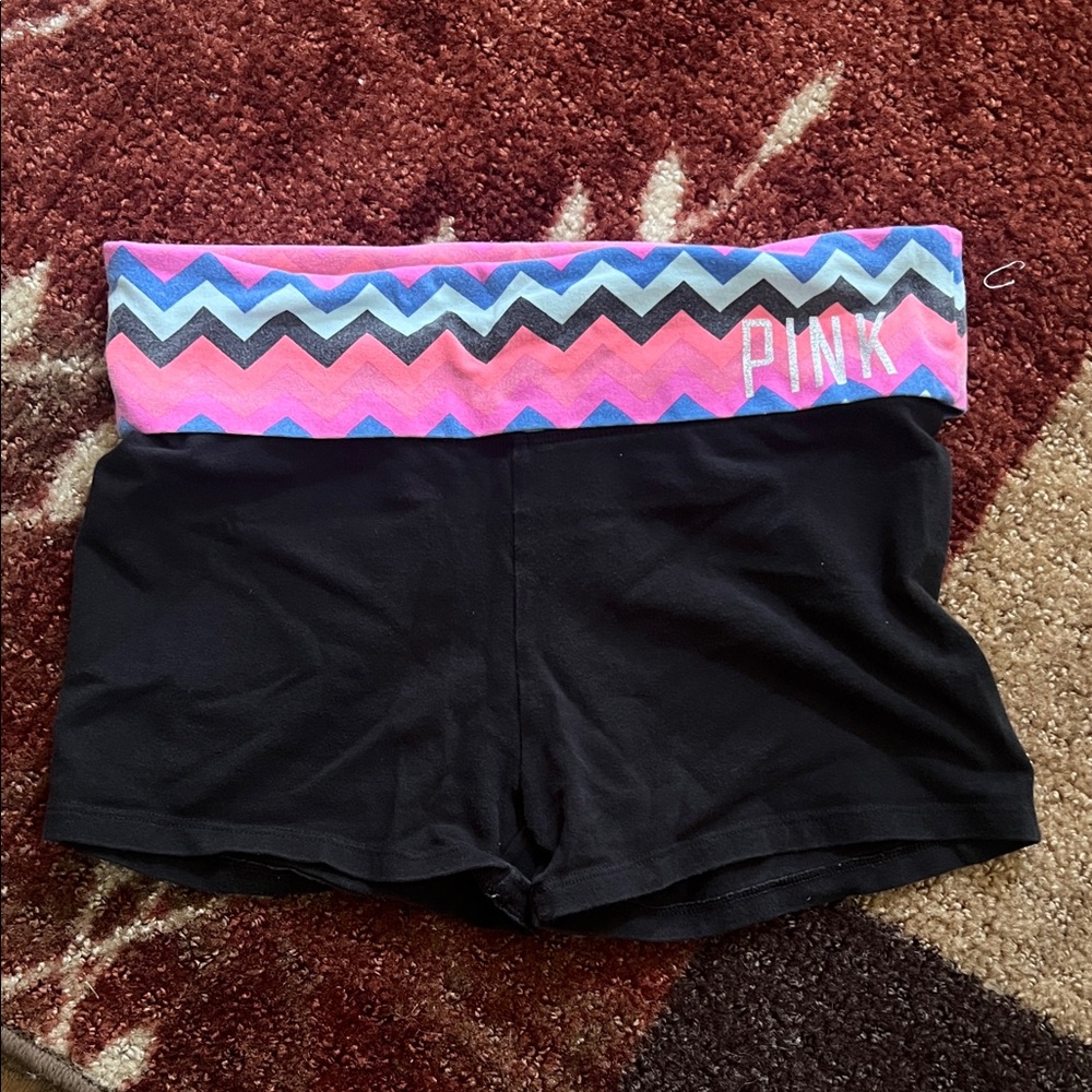 PINK Victoria's Secret Black Shorts with Zigzag Waistband